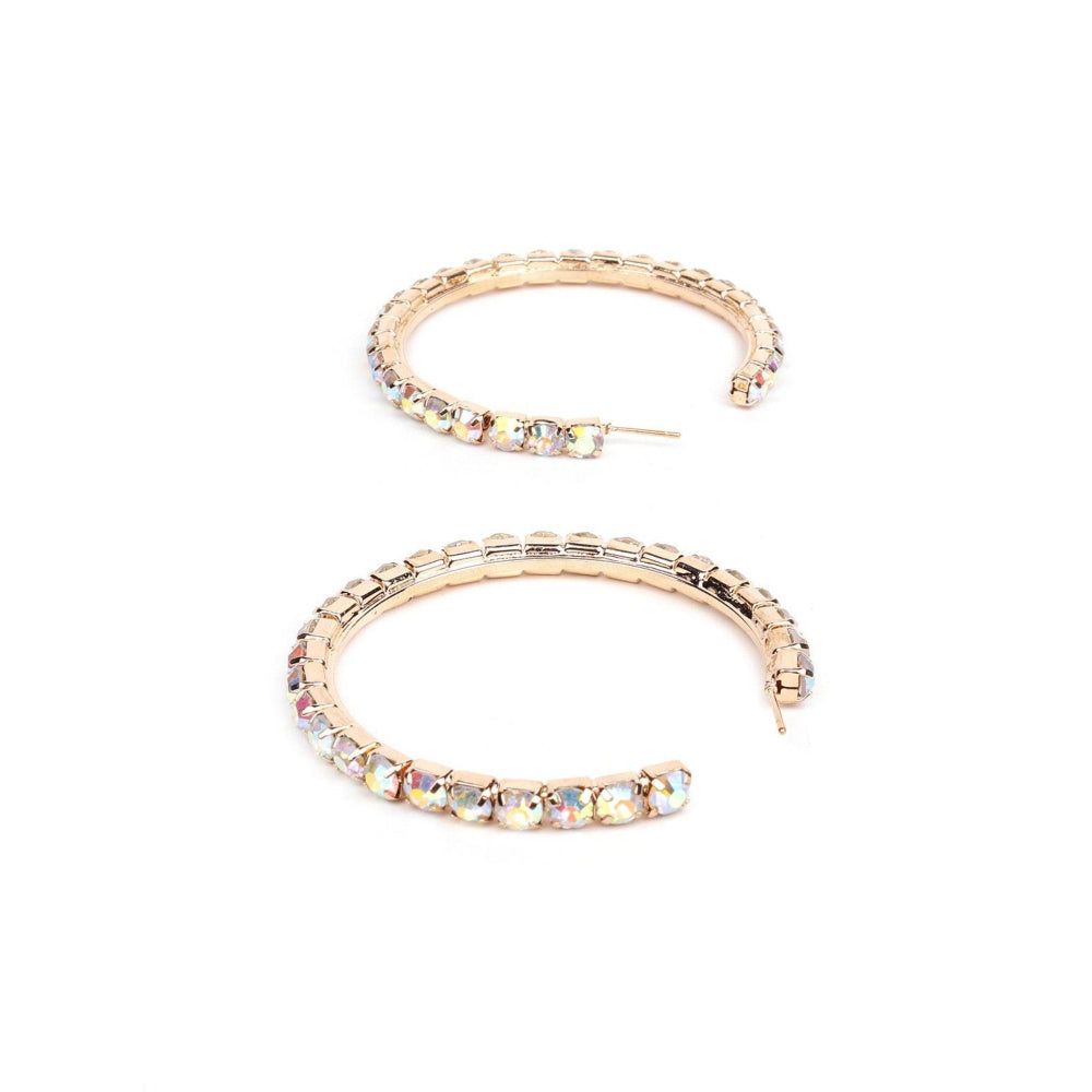 Odette Women Gold-Tone Studded Hoop Earring