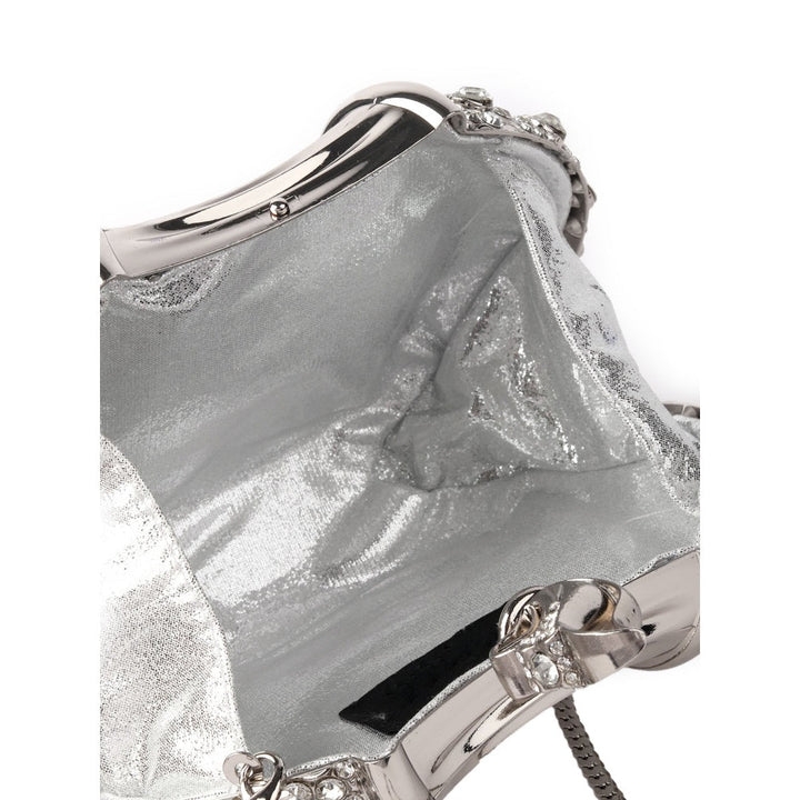 Odette Statement Ornate Silver Metal Clutch for Women