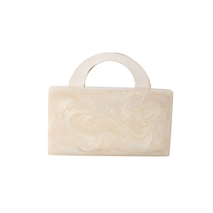 Odette Off White Resin Embellished Clutch for Women