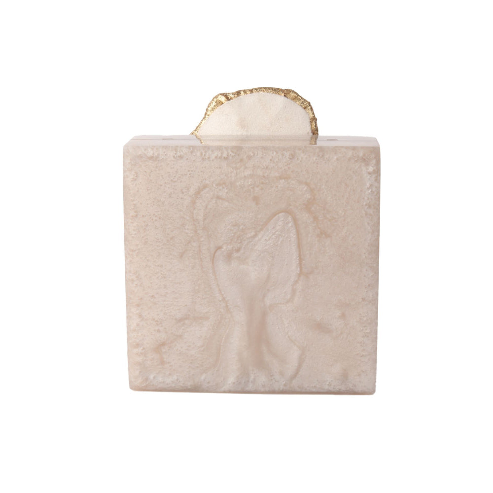 Odette Beige Resin Embellished Clutch for Women