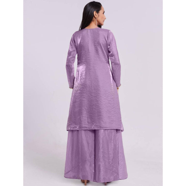 Odette Lilac Organza Embroidered Stitched Kurta and Palazzo (Set of 2)