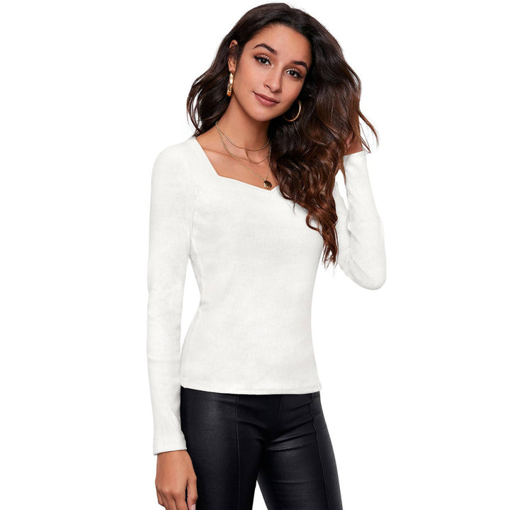 Odette White Cotton Solid Top for Women