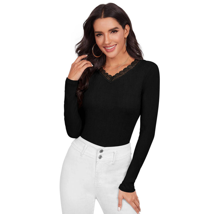 Odette Black Cotton Solid Top for Women