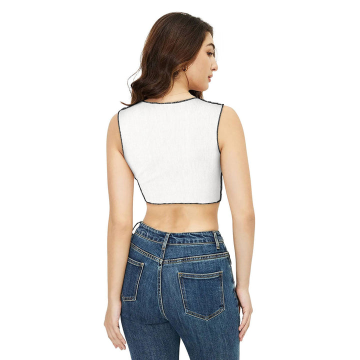 Odette White Cotton Solid Crop Top for Women