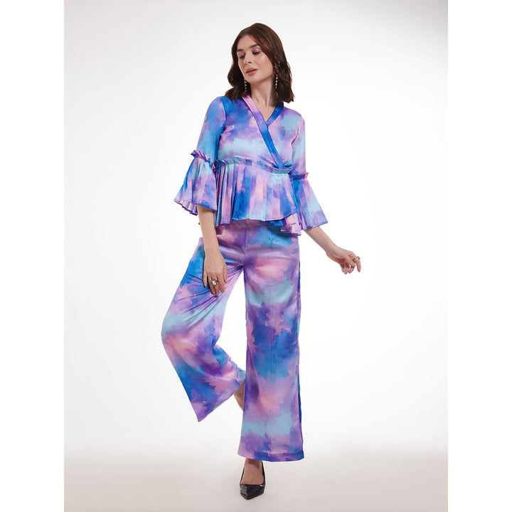 Odette Women Multicolor Satin Ombre Printed Co-Ord (Set of 2)