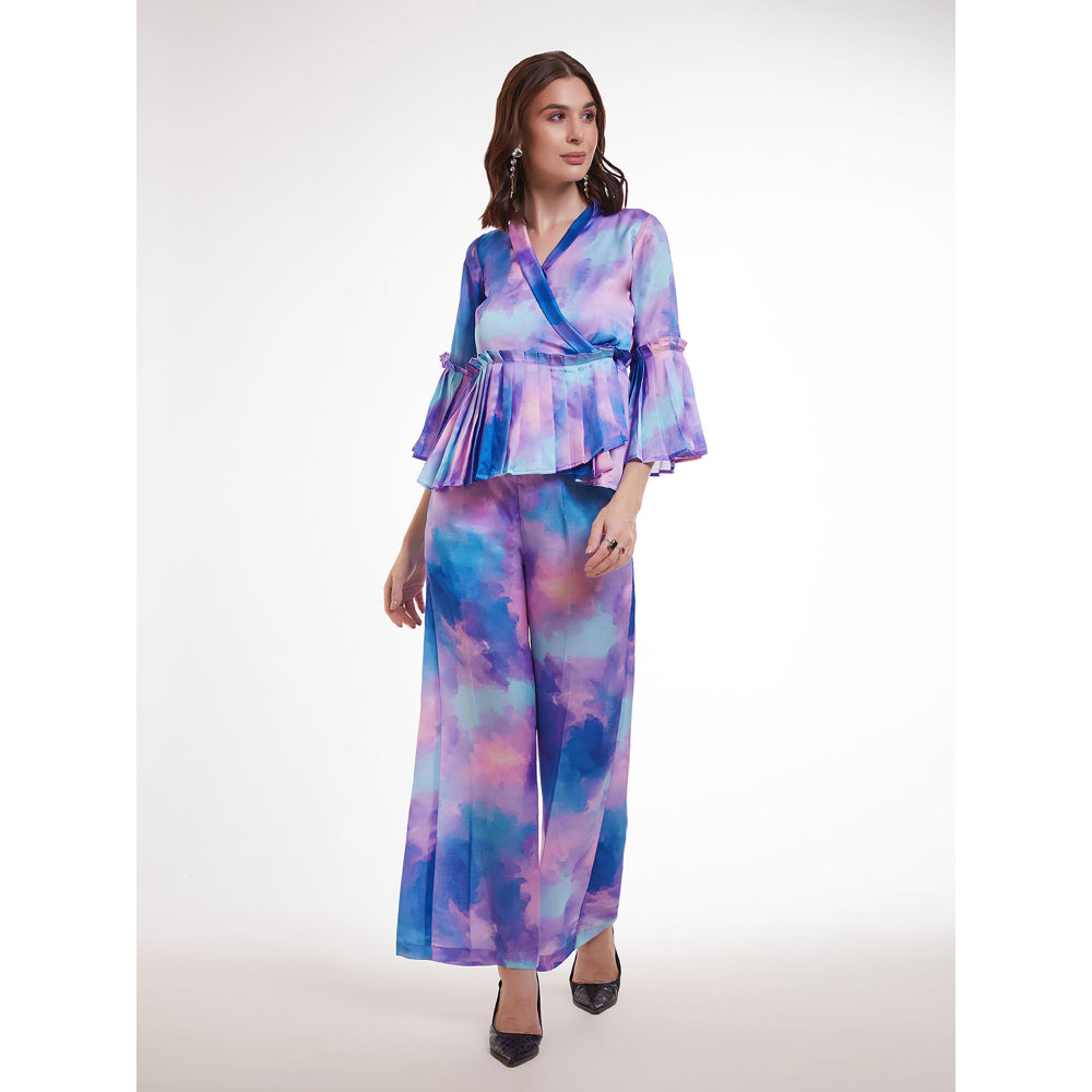 Odette Women Multicolor Satin Ombre Printed Co-Ord (Set of 2)