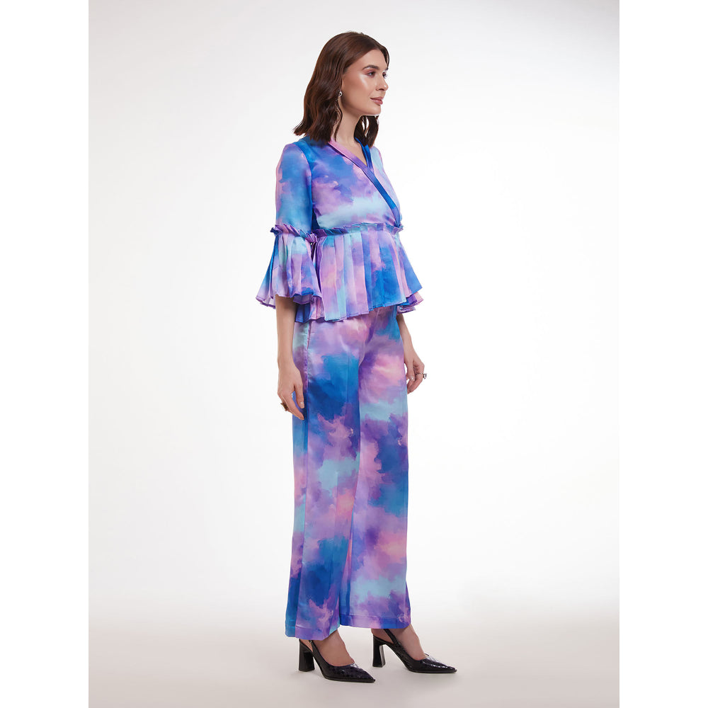 Odette Women Multicolor Satin Ombre Printed Co-Ord (Set of 2)