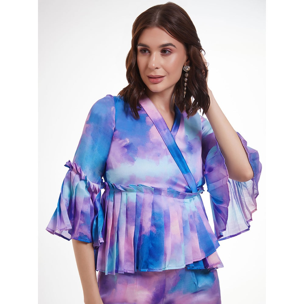 Odette Women Multicolor Satin Ombre Printed Co-Ord (Set of 2)