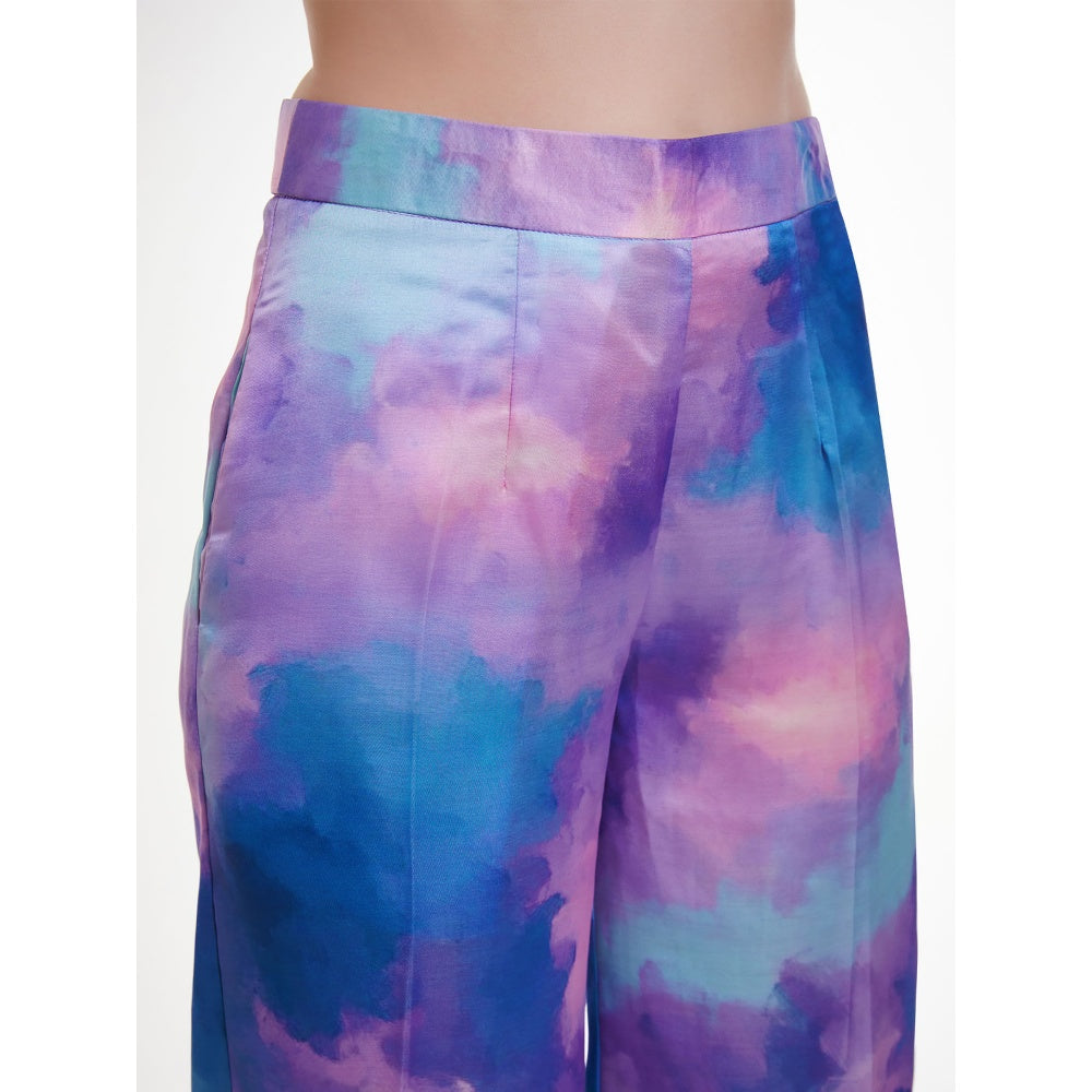 Odette Women Multicolor Satin Ombre Printed Co-Ord (Set of 2)