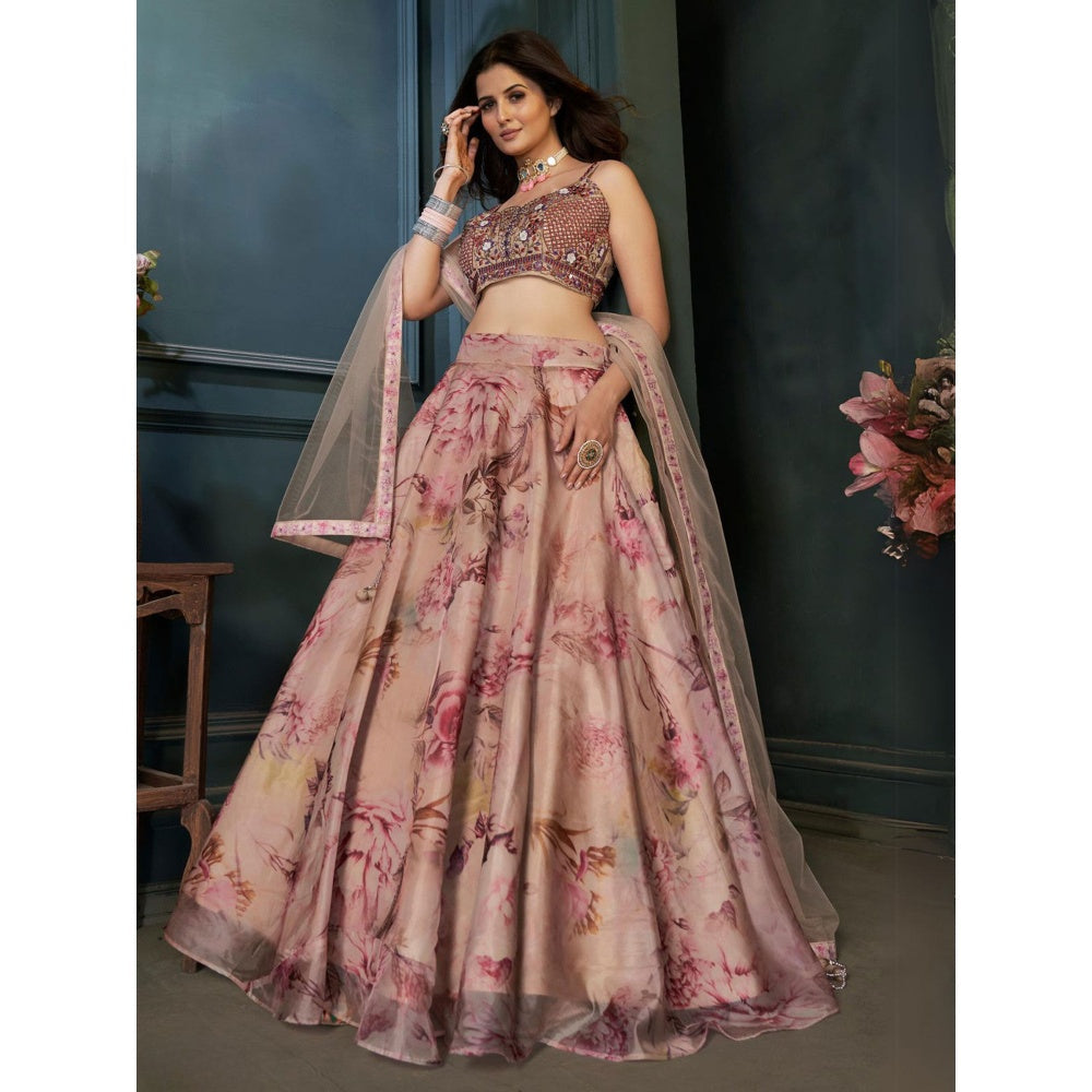 Odette Multi-Color Printed Lehenga with Blouse and Dupatta (Set of 3)