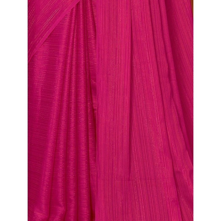 Odette Women Magenta Polyester Solid Saree with Unstitched Blouse