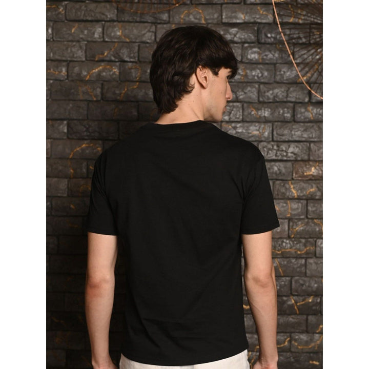 Odette Franco Black Printed Cotton Jersey T-shirt For Men