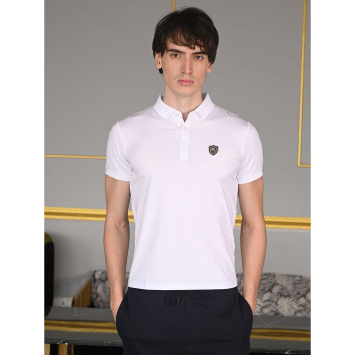 Odette Franco White Solid Cotton Jersey T-shirt For Men