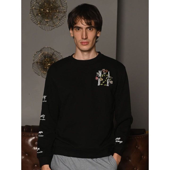 Odette Franco Black Embroidered Cotton jersey T-shirt For Men