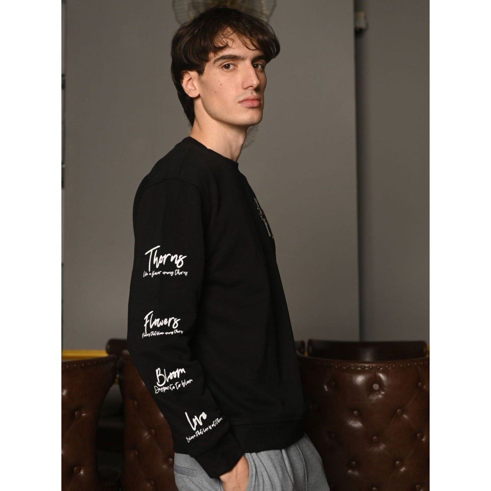 Odette Franco Black Embroidered Cotton jersey T-shirt For Men