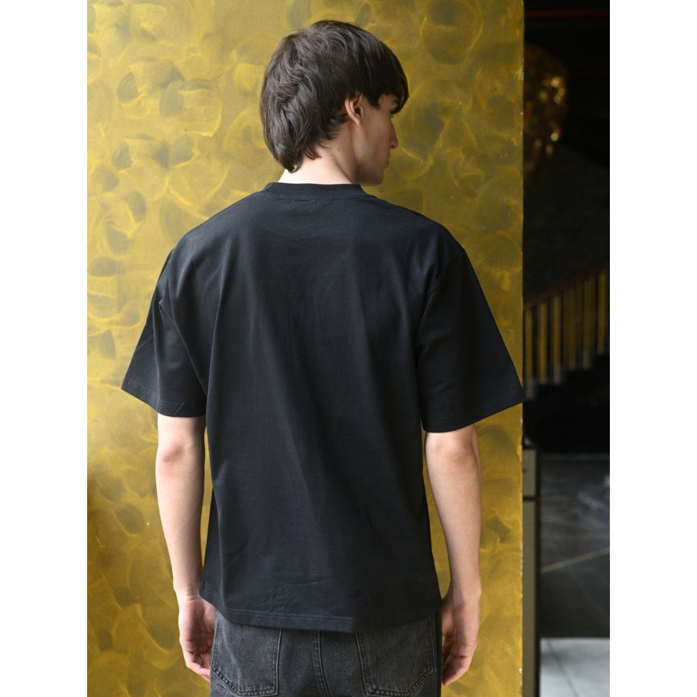 Odette Franco Black Solid Cotton jersey T-shirt For Men