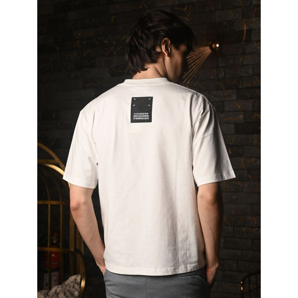 Odette Franco White Patterned Cotton jersey T-shirt For Men