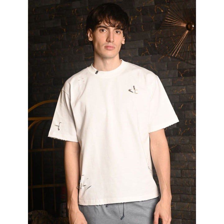 Odette Franco White Patterned Cotton jersey T-shirt For Men