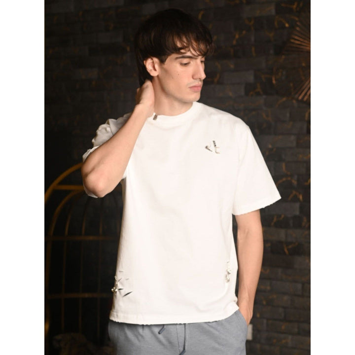 Odette Franco White Patterned Cotton jersey T-shirt For Men