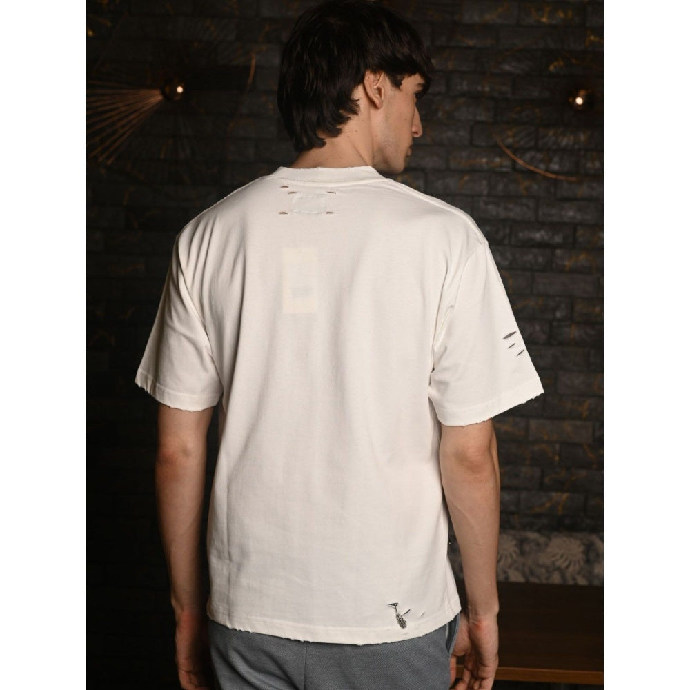 Odette Franco White Patterned Cotton jersey T-shirt For Men