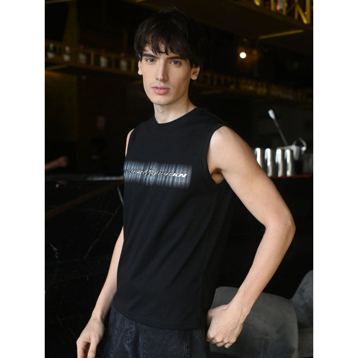 Odette Franco Black Embossed Cotton jersey T-shirt For Men