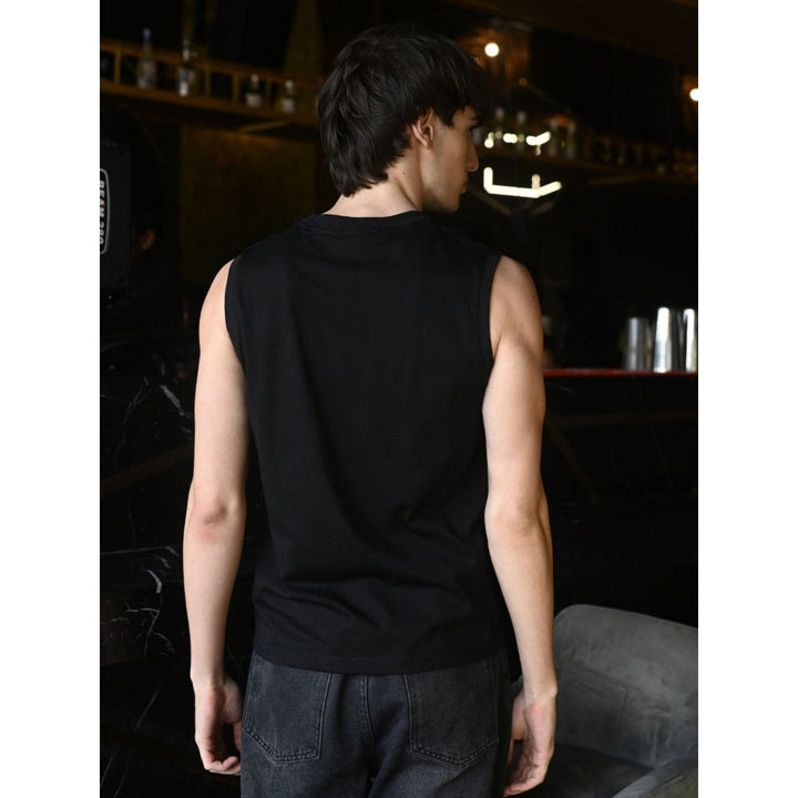 Odette Franco Black Embossed Cotton jersey T-shirt For Men