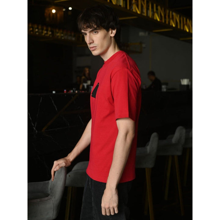 Odette Franco Red Solid Cotton Rib T-shirt For Men