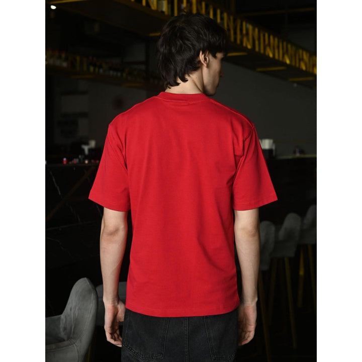 Odette Franco Red Solid Cotton Rib T-shirt For Men