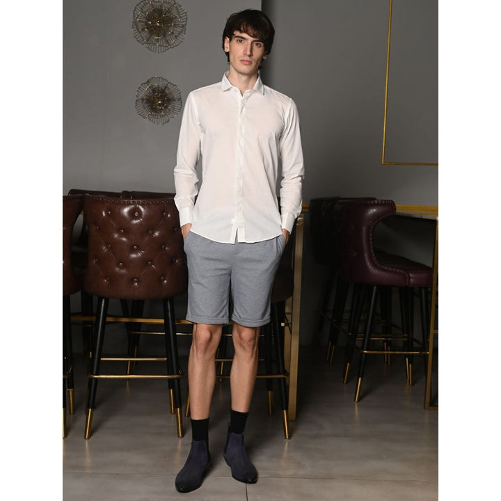 Odette White Solid Cotton Poplin Formal Shirt for Men