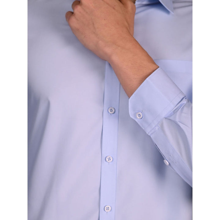 Odette Blue Solid Polyester Formal Shirt for Men