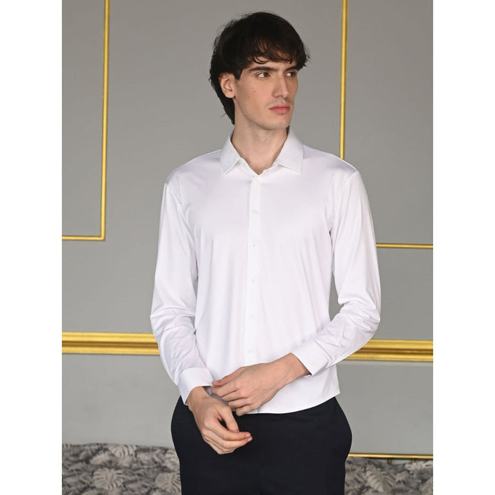 Odette White Solid Lyra Formal Shirt for Men