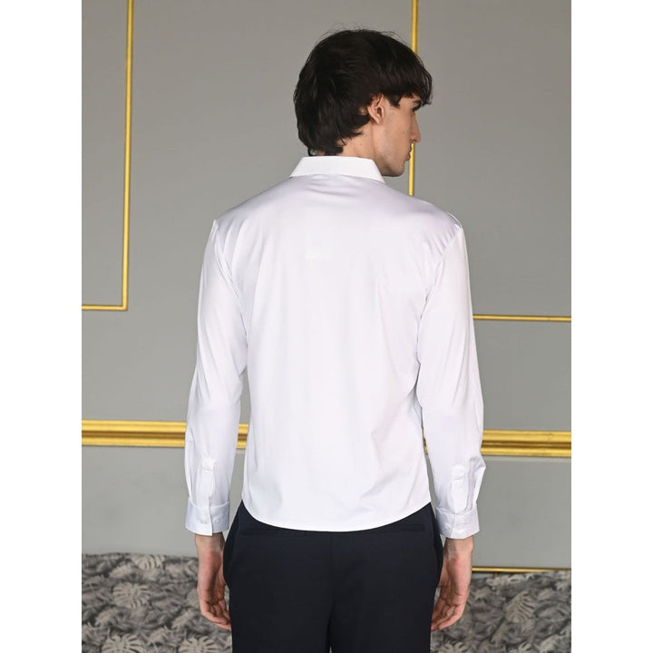 Odette White Solid Lyra Formal Shirt for Men