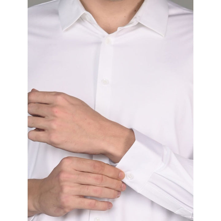 Odette White Solid Lyra Formal Shirt for Men