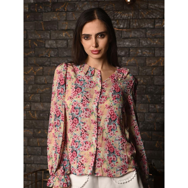 Odette Women Multi-Color Rayon Floral Shirt