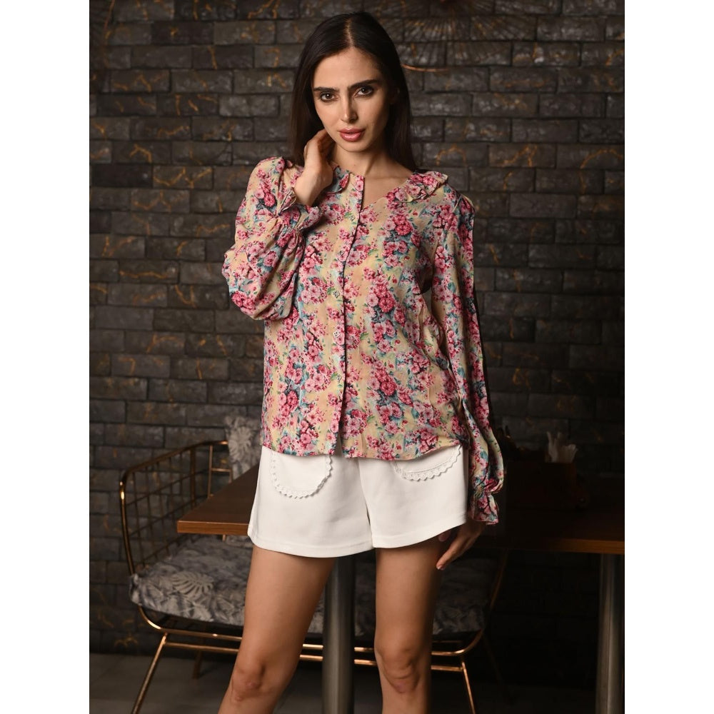 Odette Women Multi-Color Rayon Floral Shirt