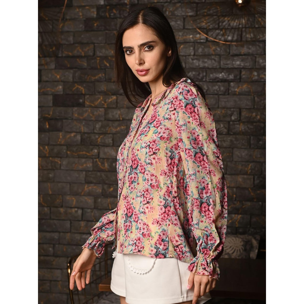 Odette Women Multi-Color Rayon Floral Shirt