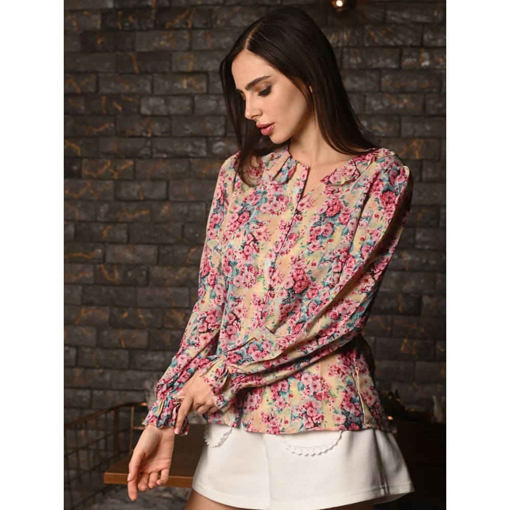 Odette Women Multi-Color Rayon Floral Shirt