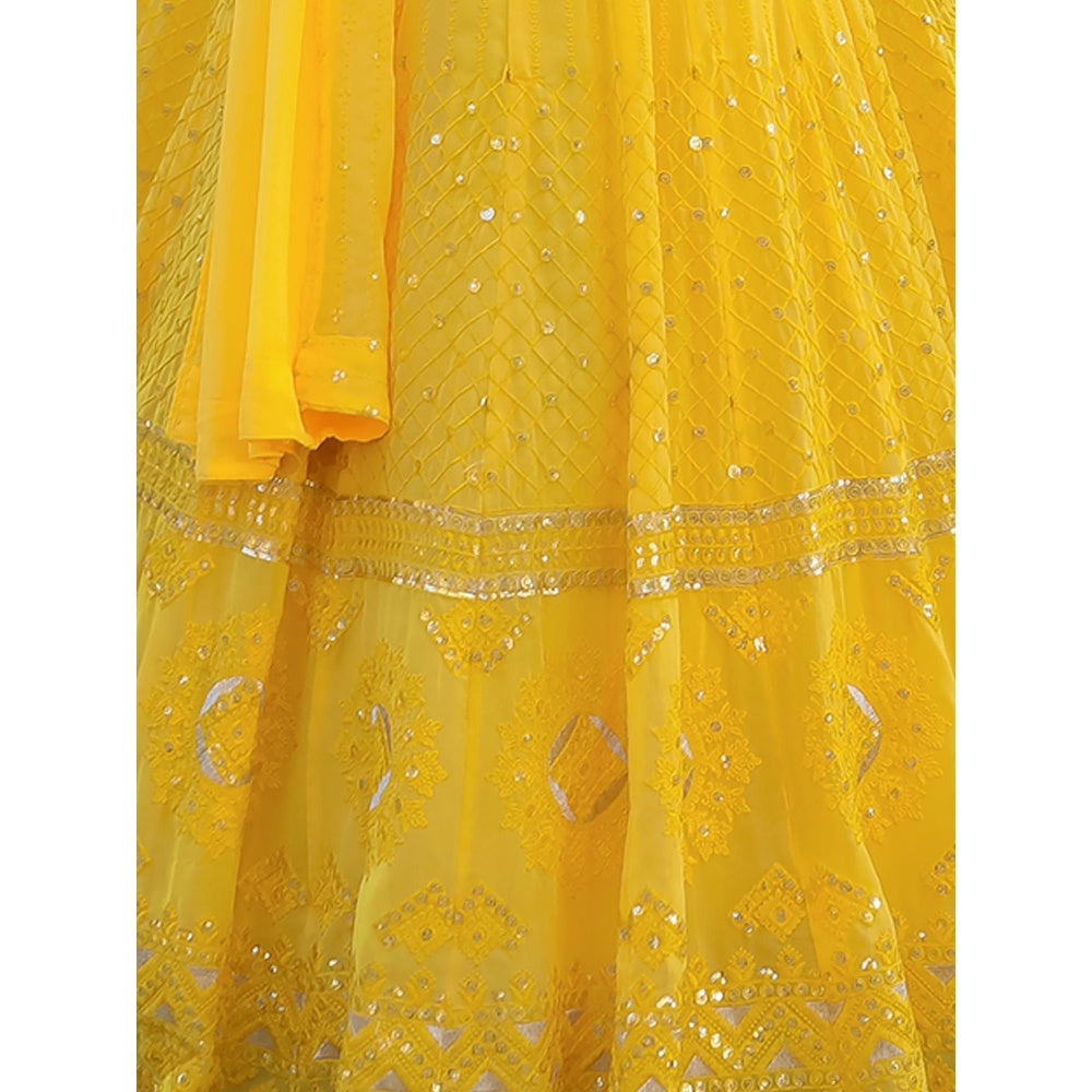 Odette Yellow Semi Stitched Lehenga with Unstitched Blouse and Dupatta (Set of 3)