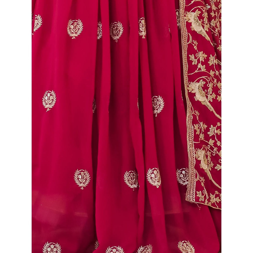 Odette Magenta Semi Stitched Lehenga with Unstitched Blouse and Dupatta (Set of 3)