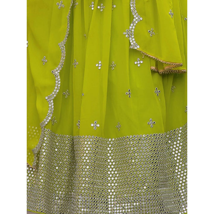 Odette Green Semi Stitched Lehenga with Unstitched Blouse and Dupatta (Set of 3)