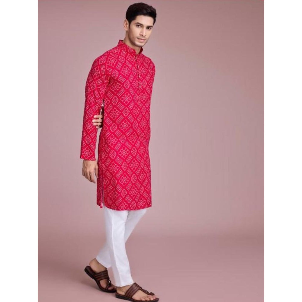 Odette Pink Rayon Printed Stitched Kurta