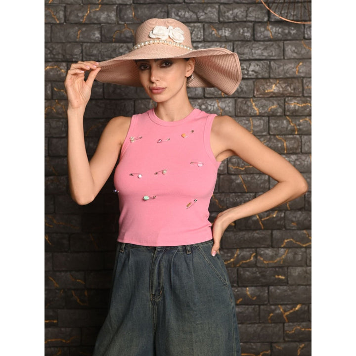 Odette Women Peach Textured Sun Hat