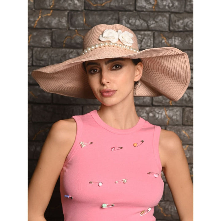 Odette Women Peach Textured Sun Hat