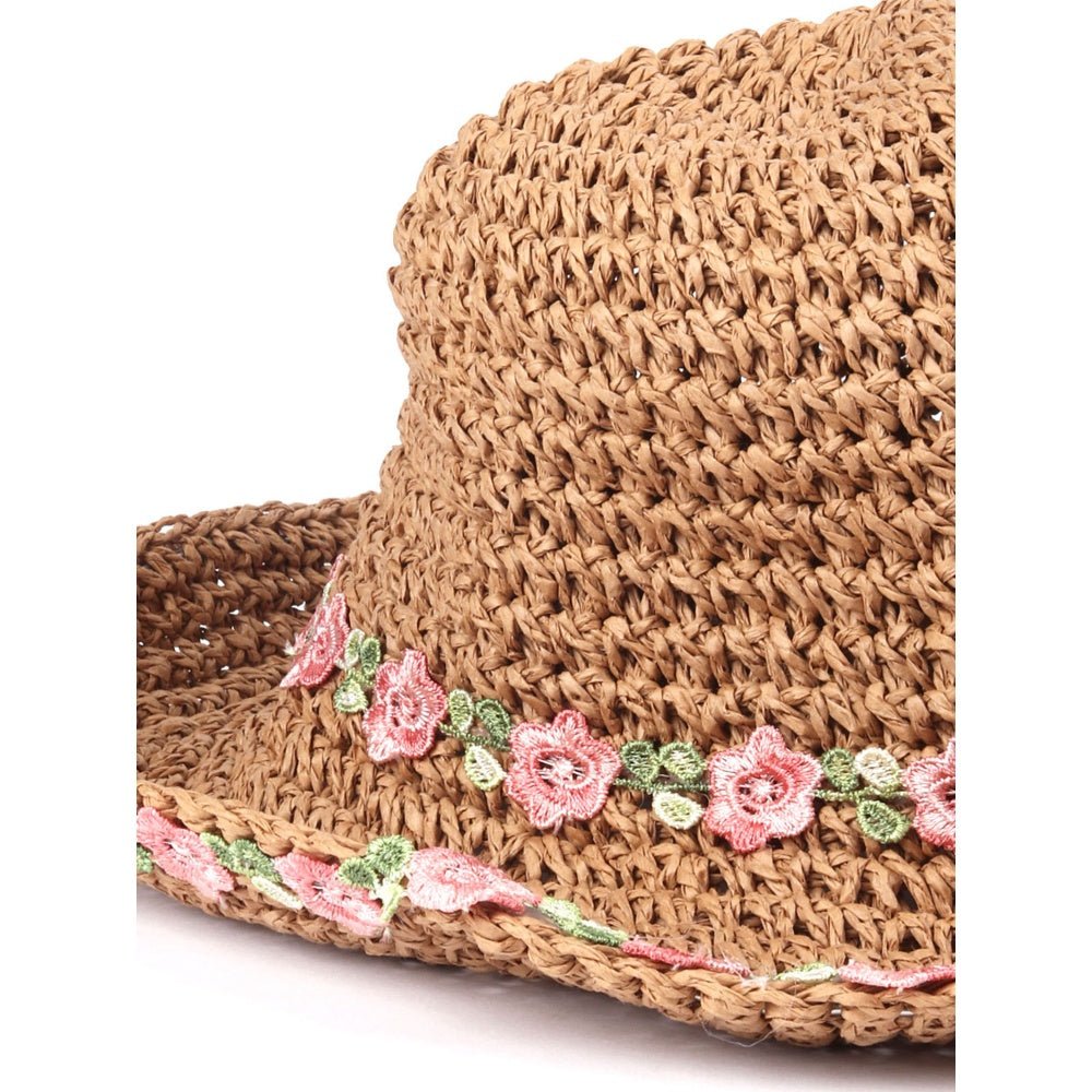 Odette Women Tan Textured Sun Hat