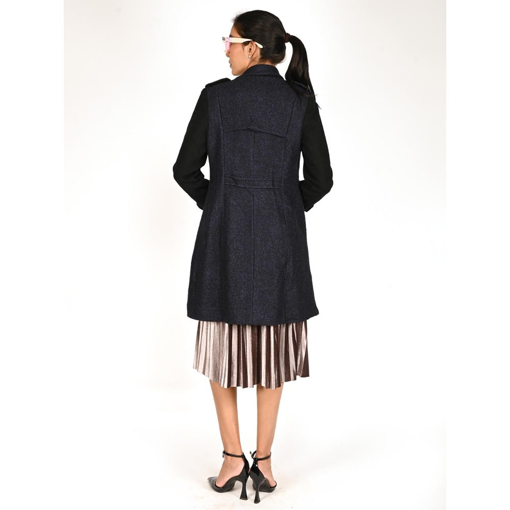 Odette Blue and Black Flannel Tailored Jacket for Women