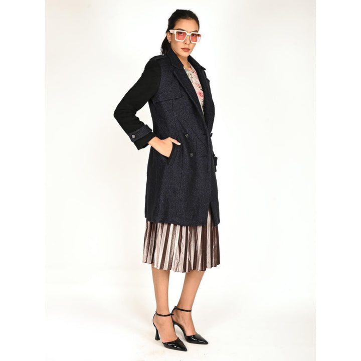 Odette Blue and Black Flannel Tailored Jacket for Women