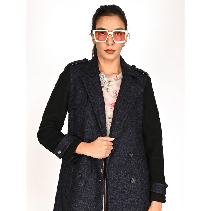 Odette Blue and Black Flannel Tailored Jacket for Women