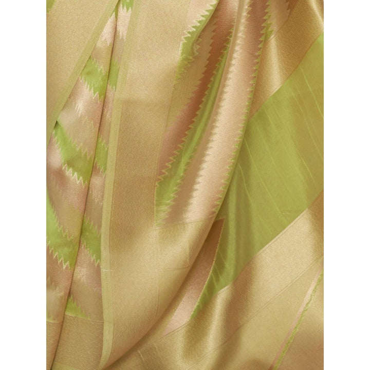 Odette Olive Woven Design Silk Blend Handloom Saree with Unstitched Blouse for Women