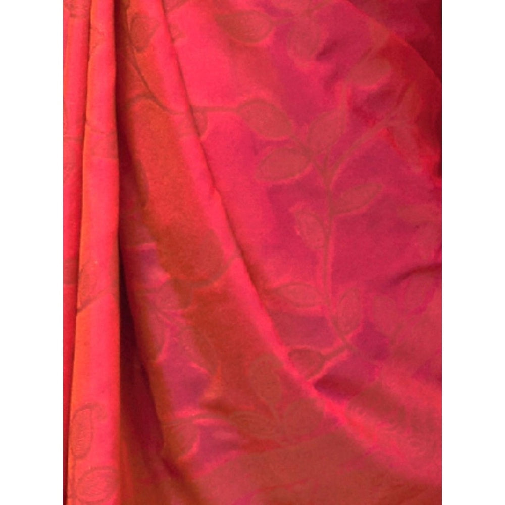 Odette Orange Woven Design Silk Blend Handloom Saree with Unstitched Blouse for Women