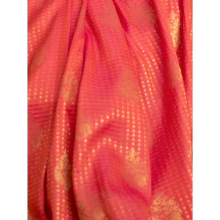 Odette Orange Woven Design Silk Blend Handloom Saree with Unstitched Blouse for Women